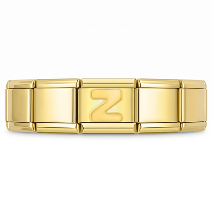 Charm Letra Z (Dorado) en pulsera italiana de eslabones