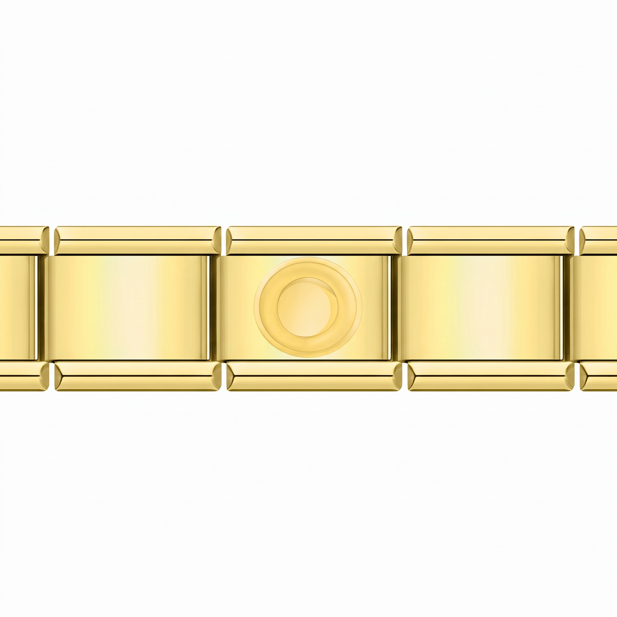 Charm Letra O (Dorado) en pulsera italiana de eslabones