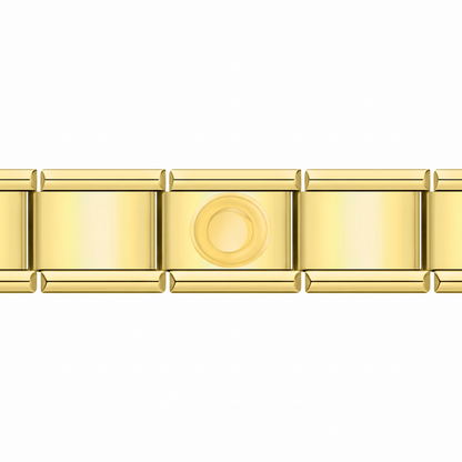 Charm Letra O (Dorado) en pulsera italiana de eslabones