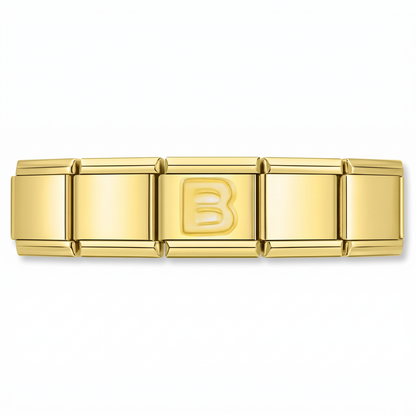 Charm Letra B (Dorado) en pulsera italiana de eslabones