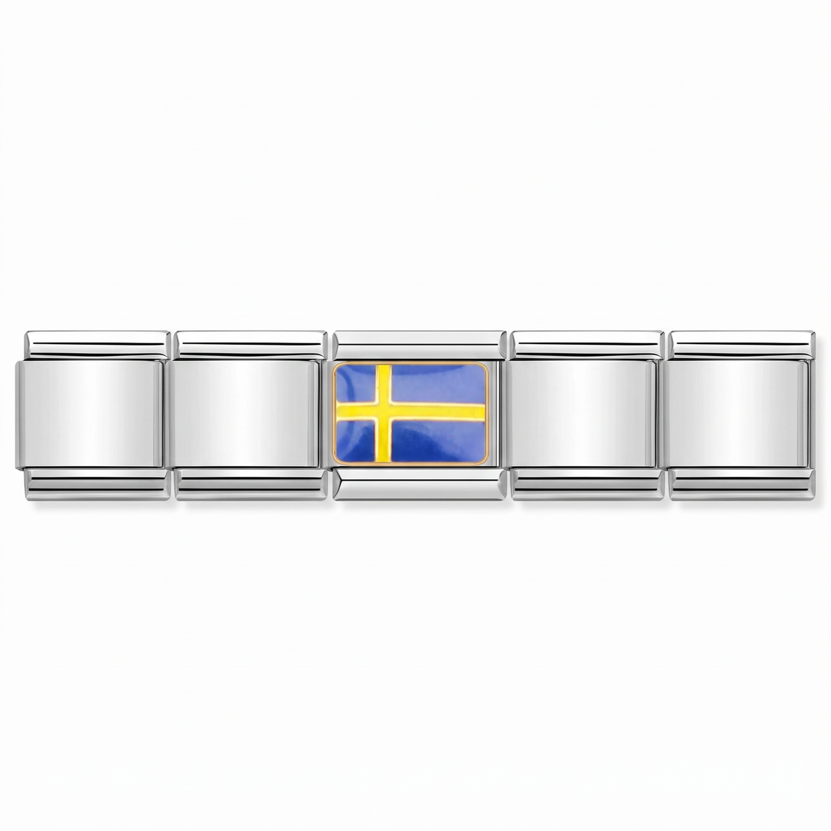 Charm Bandera de Suecia en pulsera italiana de eslabones