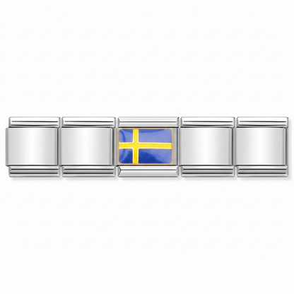 Charm Bandera de Suecia en pulsera italiana de eslabones