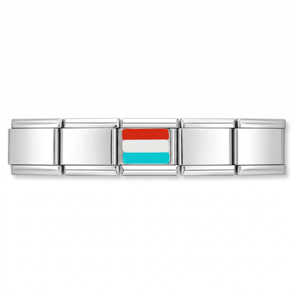 Charm Bandera de Luxemburgo en pulsera italiana de eslabones