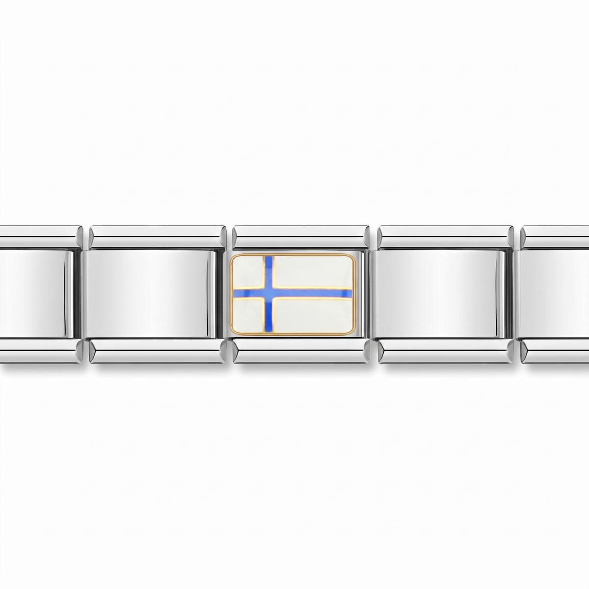Charm Bandera de Finlandia en pulsera italiana de eslabones