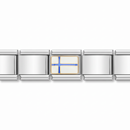 Charm Bandera de Finlandia en pulsera italiana de eslabones