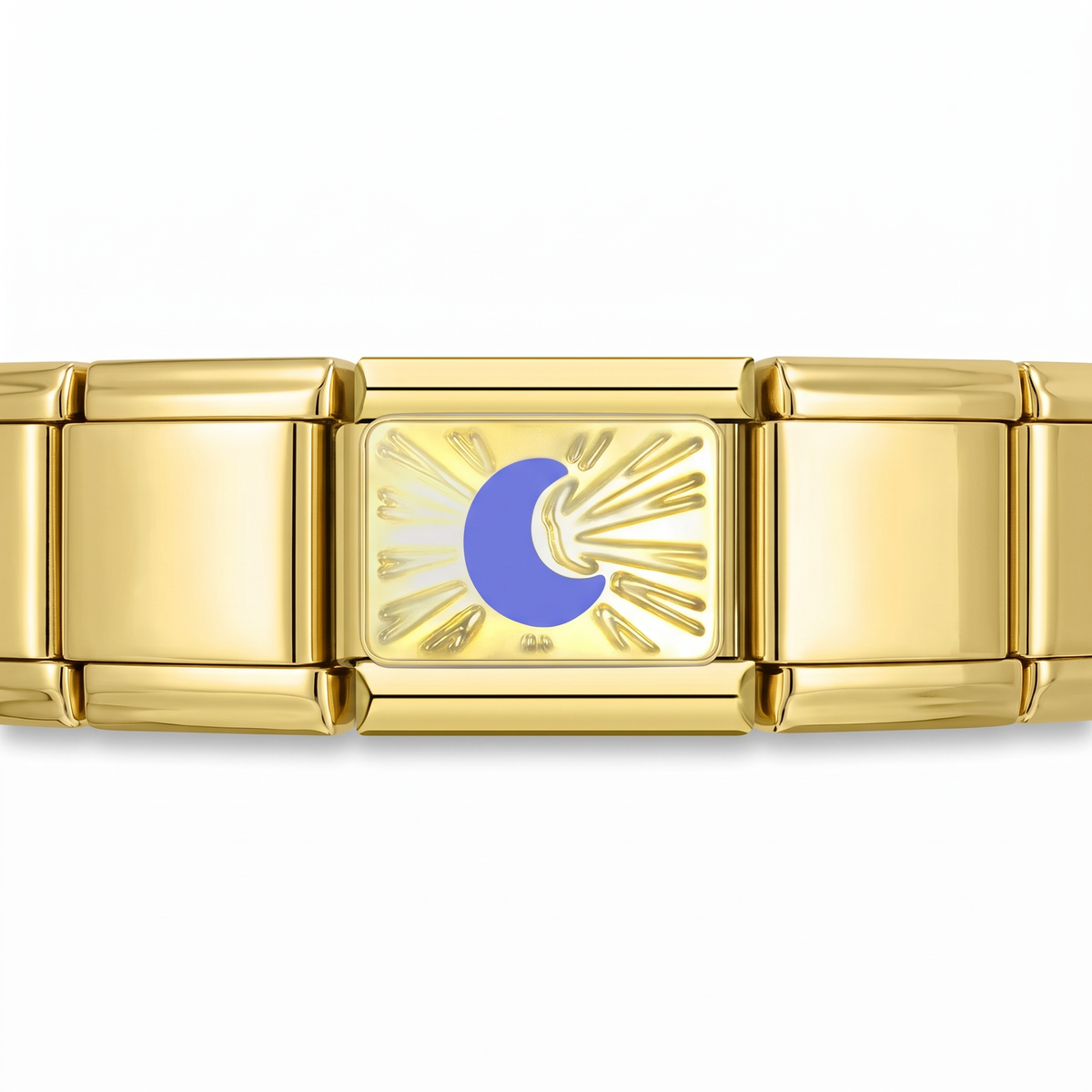 Charm Luna dorada en pulsera italiana de eslabones