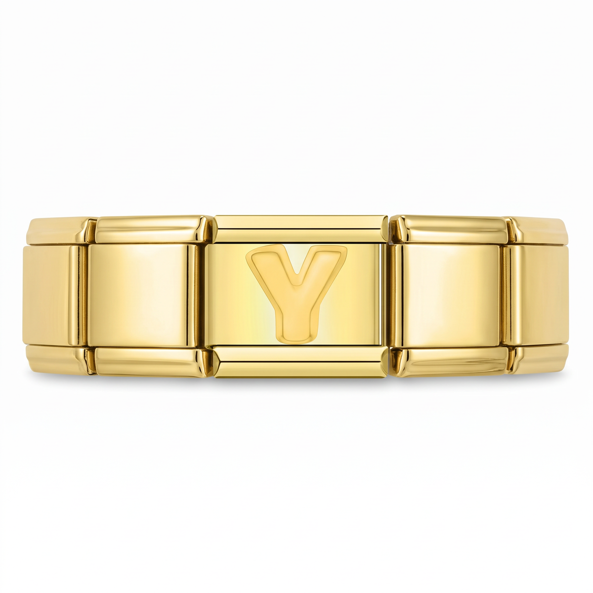 Charm Letra Y (Dorado) en pulsera italiana de eslabones
