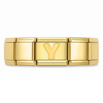 Charm Letra Y (Dorado) en pulsera italiana de eslabones