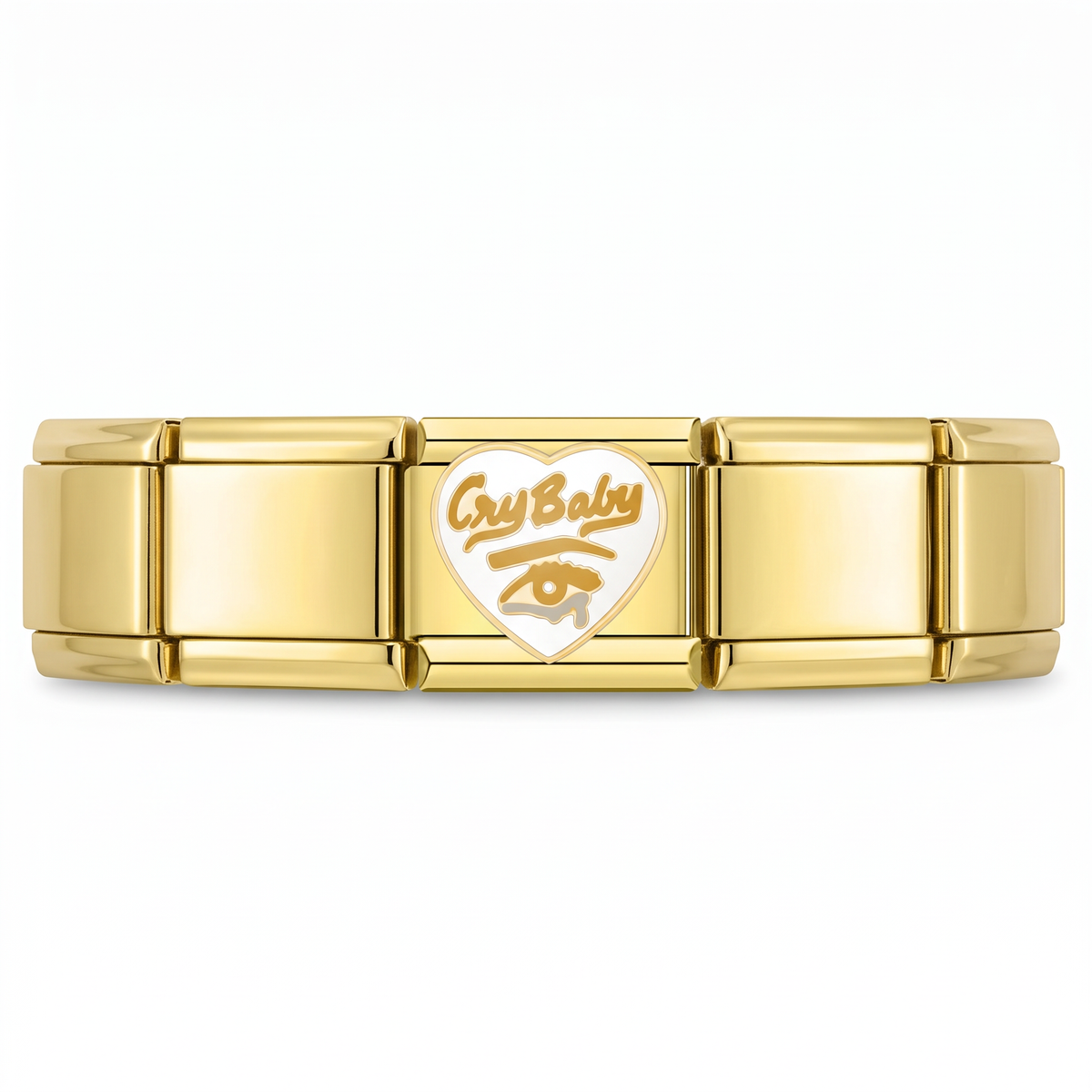 Charm Cry baby (Dorado) en pulsera italiana de eslabones