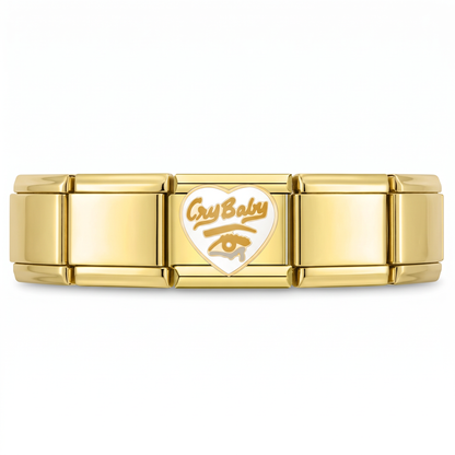 Charm Cry baby (Dorado) en pulsera italiana de eslabones