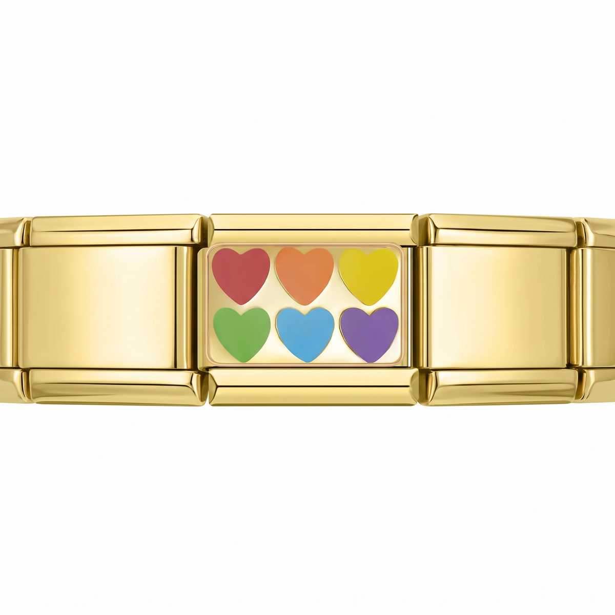 Charm Dorado Corazones en pulsera italiana de eslabones