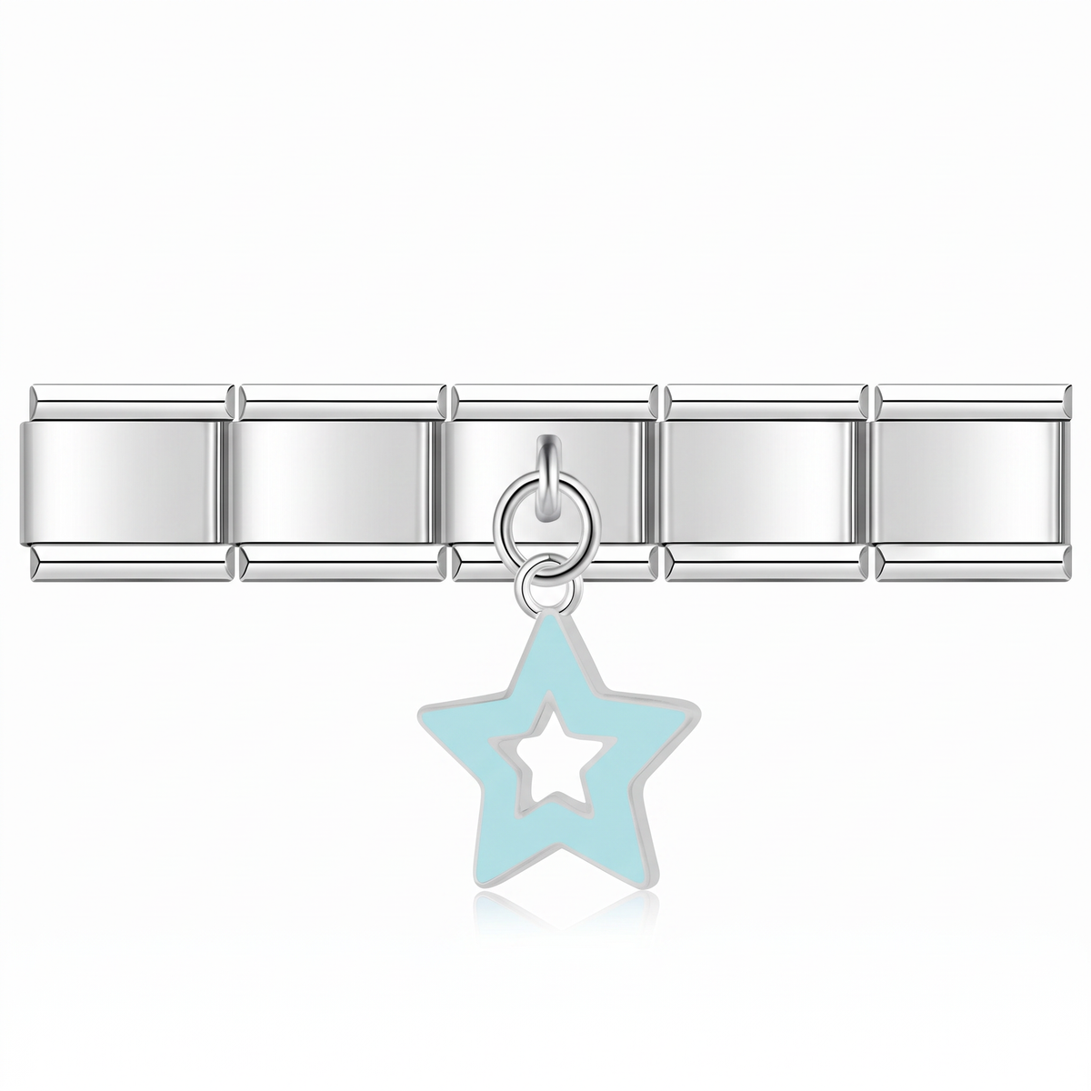 Charm Estrella Azul (Colgante Celeste) en pulsera italiana de eslabones