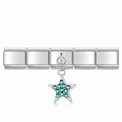 Charm Estrella Turquesa en pulsera italiana de eslabones