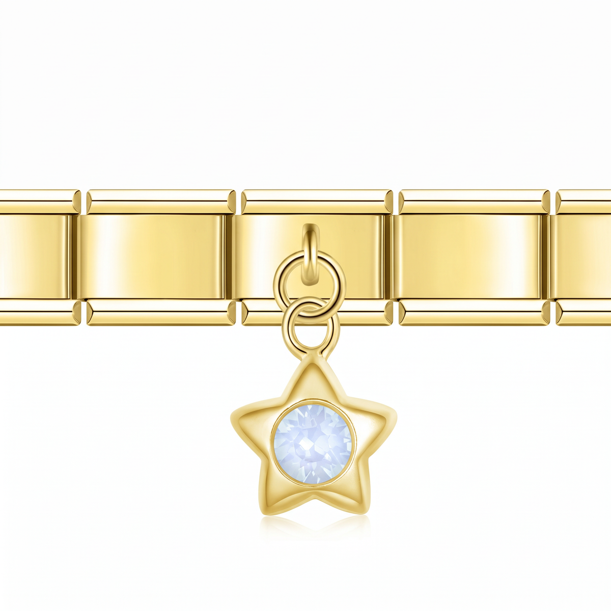Charm estrella dorada (Colgante) en pulsera italiana de eslabones