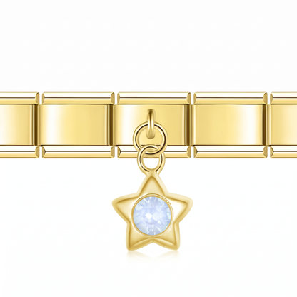 Charm estrella dorada (Colgante) en pulsera italiana de eslabones