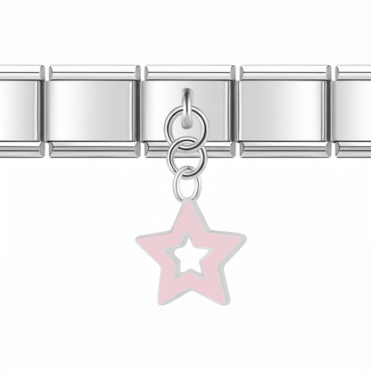 Charm Colgante Estrella (Rosa) en pulsera italiana de eslabones