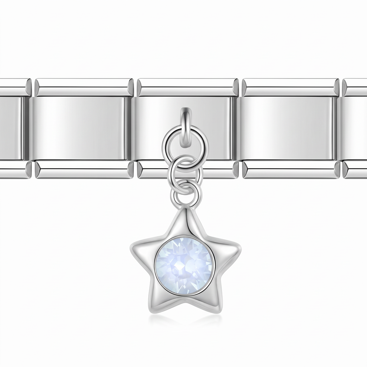 Charm Colgante Estrella (con Piedra) en pulsera italiana de eslabones