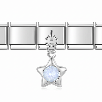 Charm Colgante Estrella (con Piedra) en pulsera italiana de eslabones