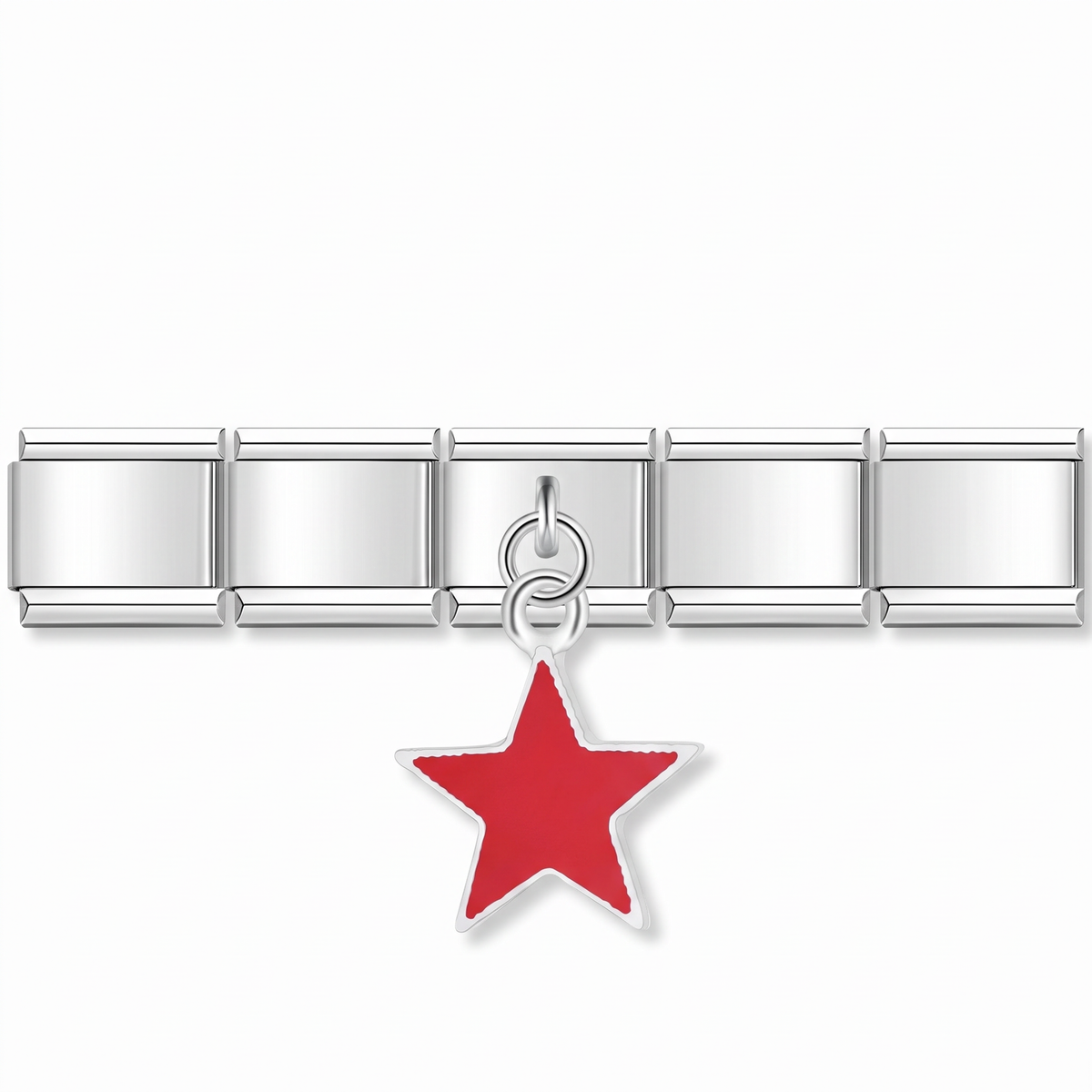 Charm Colgante estrella roja en pulsera italiana de eslabones