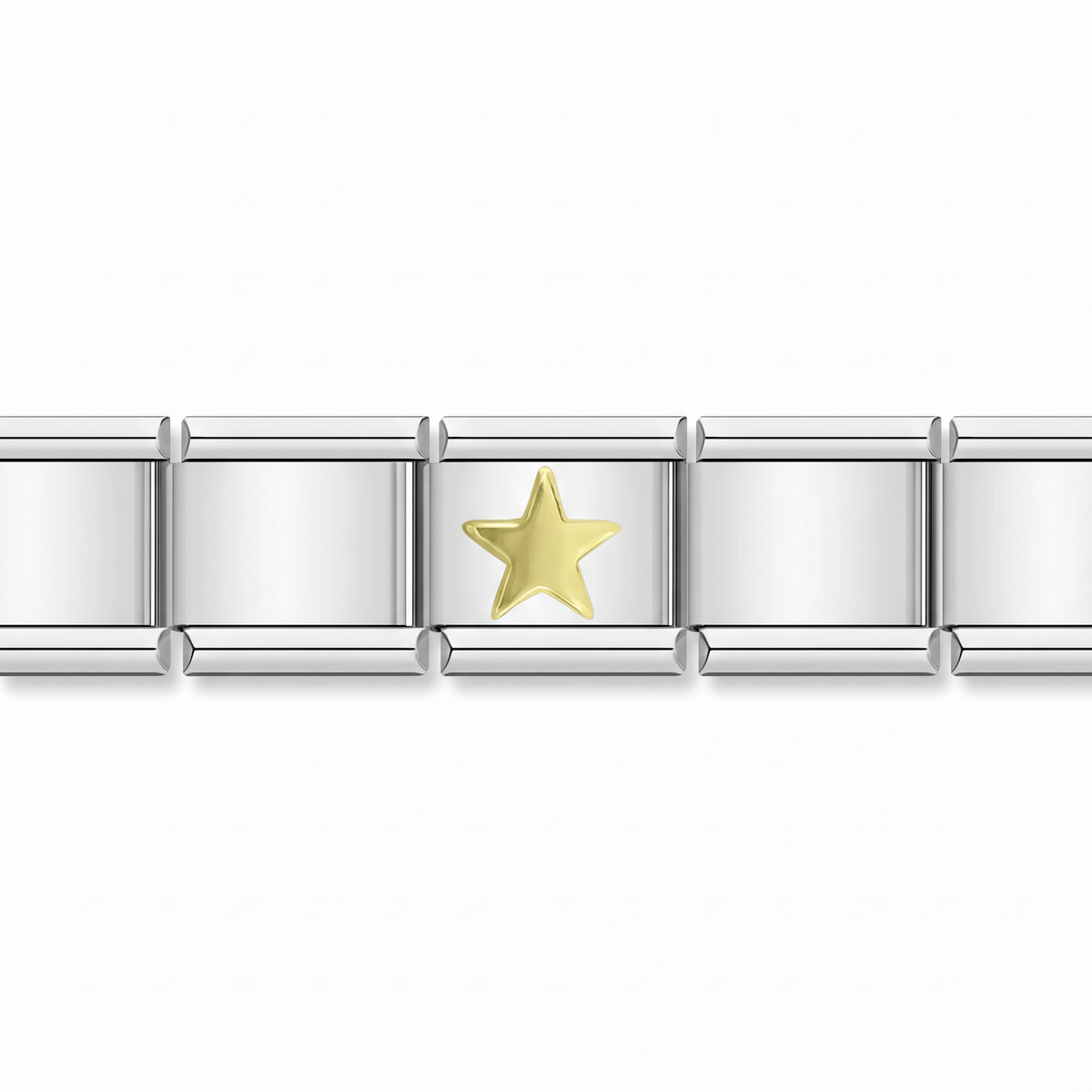 Charm Estrella dorado en pulsera italiana de eslabones