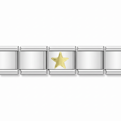 Charm Estrella dorado en pulsera italiana de eslabones