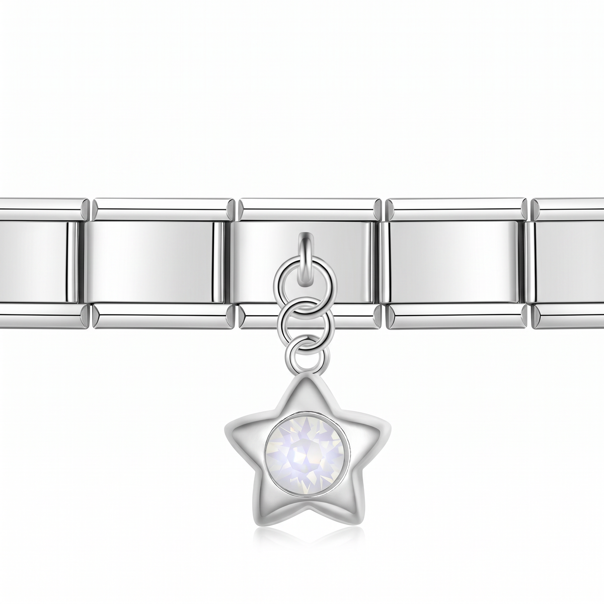 Charm Estrella (Colgante con Cristal) en pulsera italiana de eslabones