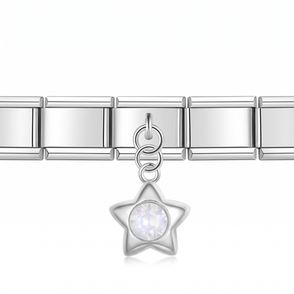 Charm Estrella (Colgante con Cristal) en pulsera italiana de eslabones