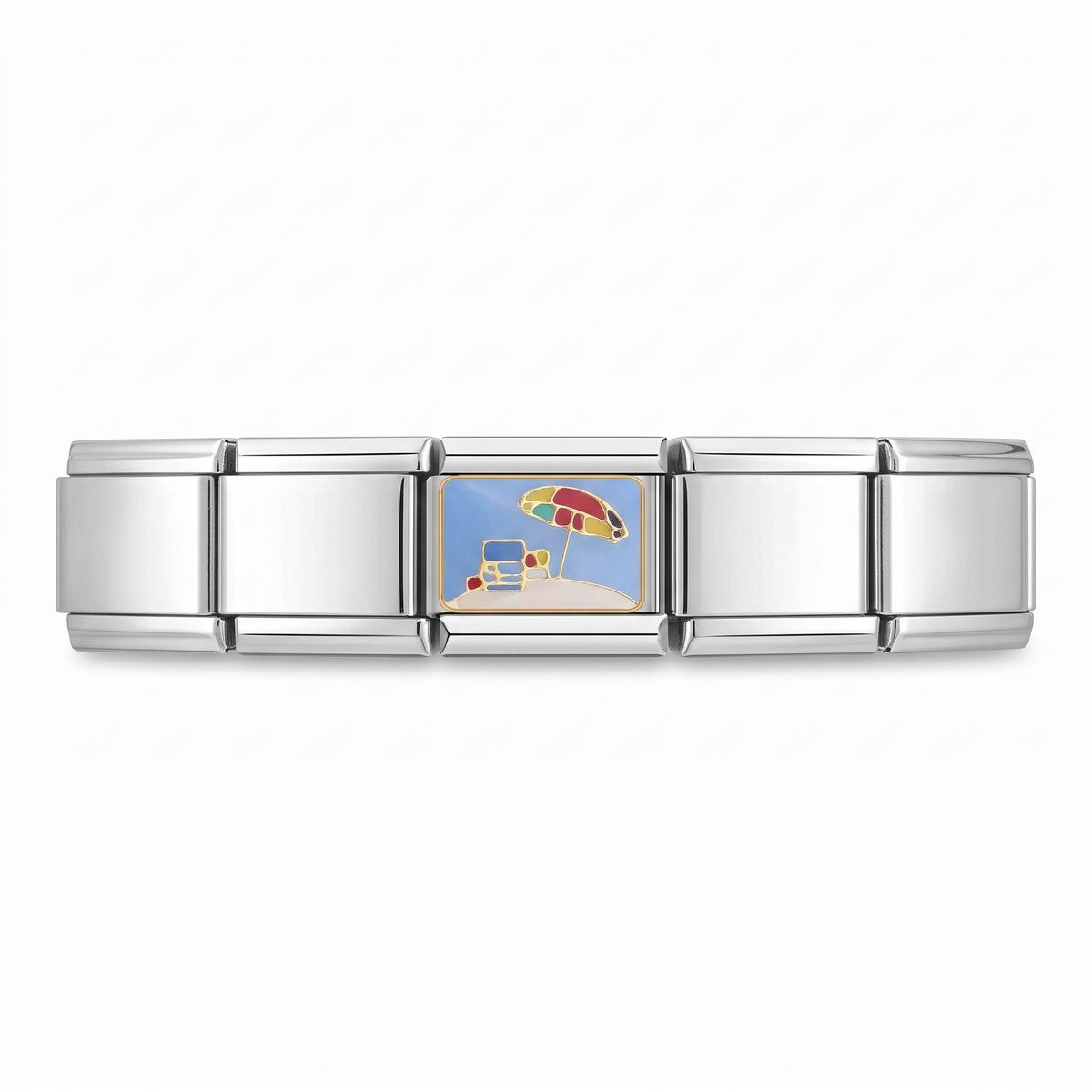 Charm Playa (Sombrilla) en pulsera italiana de eslabones