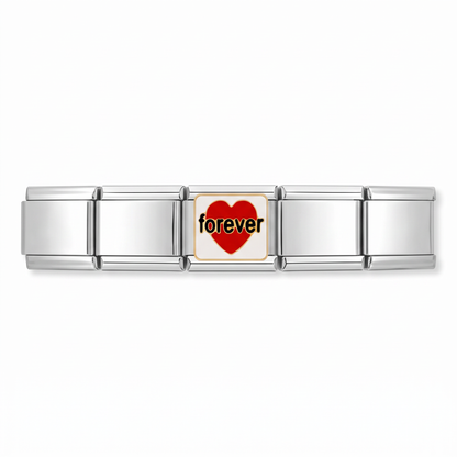 Charm Forever Love en pulsera italiana de eslabones