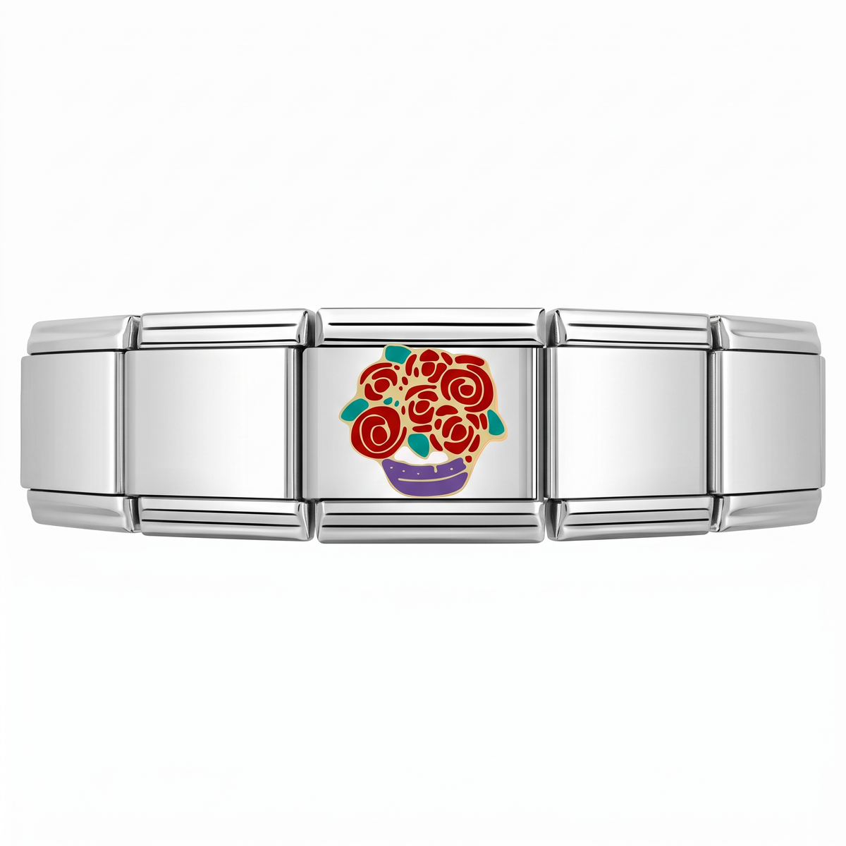 Charm Florero en pulsera italiana de eslabones