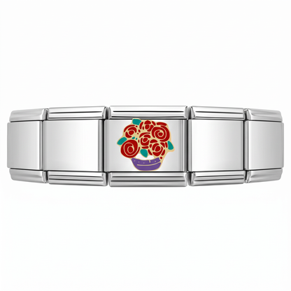 Charm Florero en pulsera italiana de eslabones