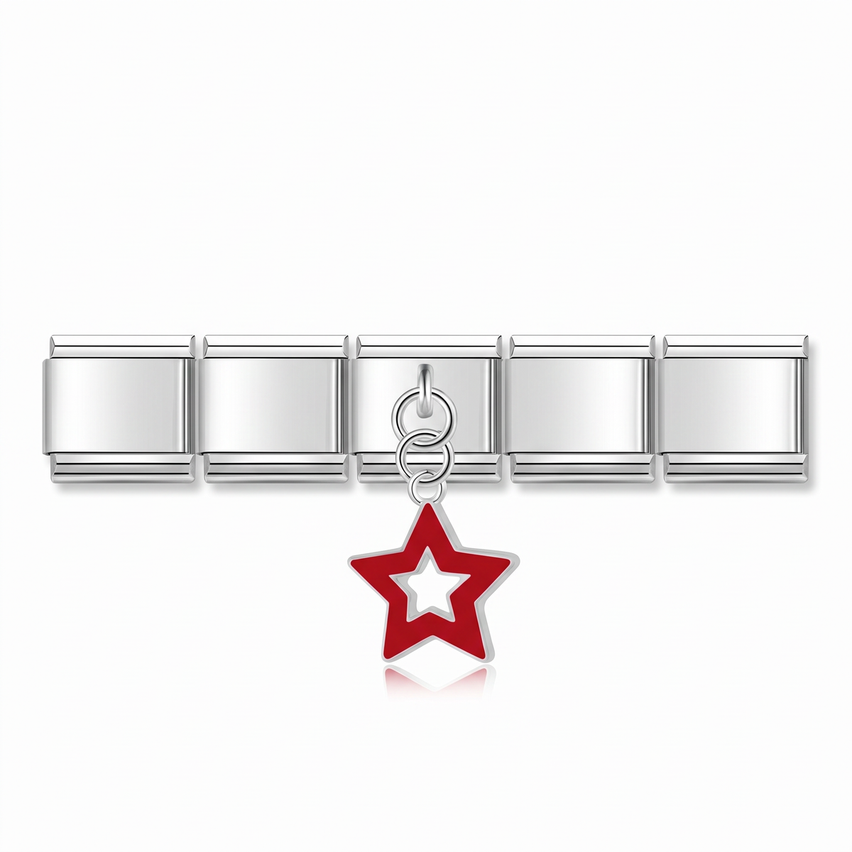 Charm Estrella Roja en pulsera italiana de eslabones