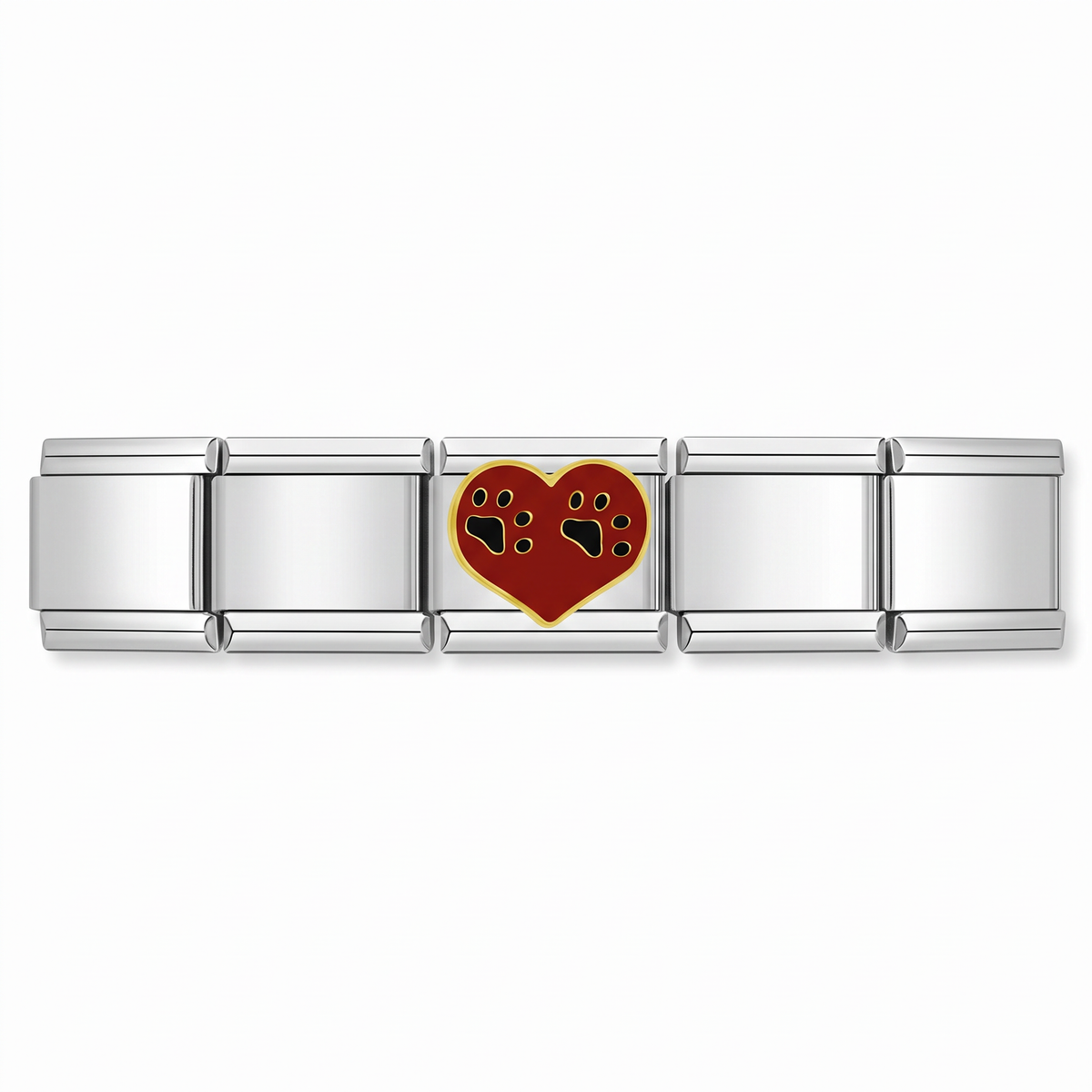 Charm Corazón huella en pulsera italiana de eslabones
