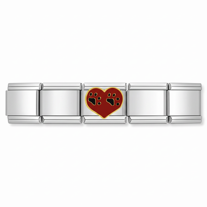 Charm Corazón huella en pulsera italiana de eslabones