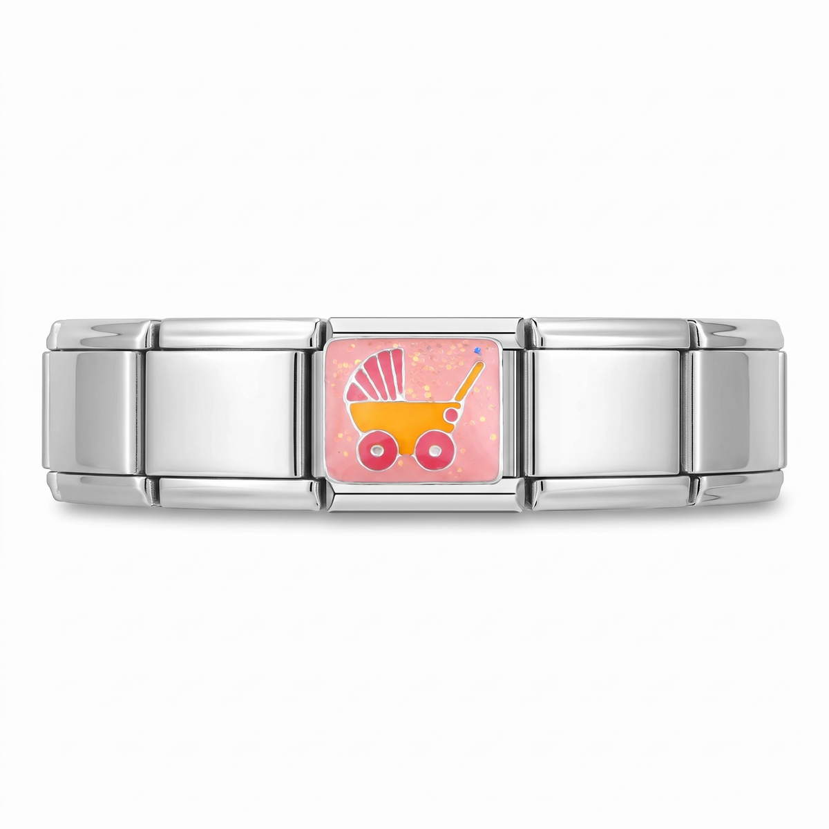 Charm Bebé (Carriola) en pulsera italiana de eslabones