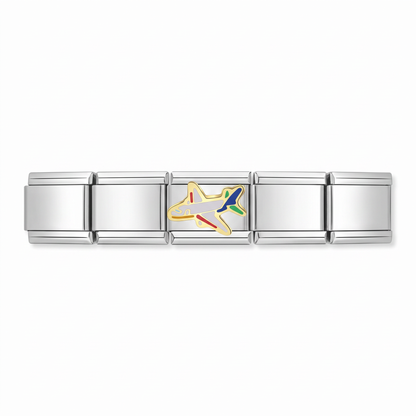 Charm Avión en pulsera italiana de eslabones