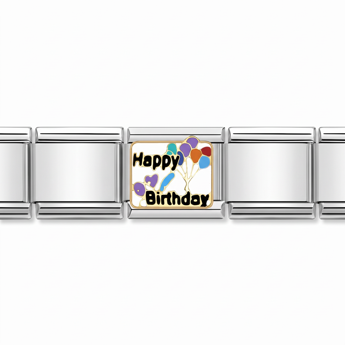 Charm Cumpleaños (Globos) en pulsera italiana de eslabones