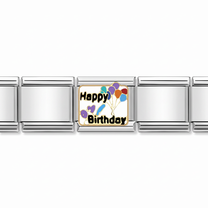 Charm Cumpleaños (Globos) en pulsera italiana de eslabones