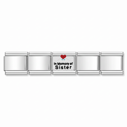 Charm Hermana Memoria en pulsera italiana de eslabones