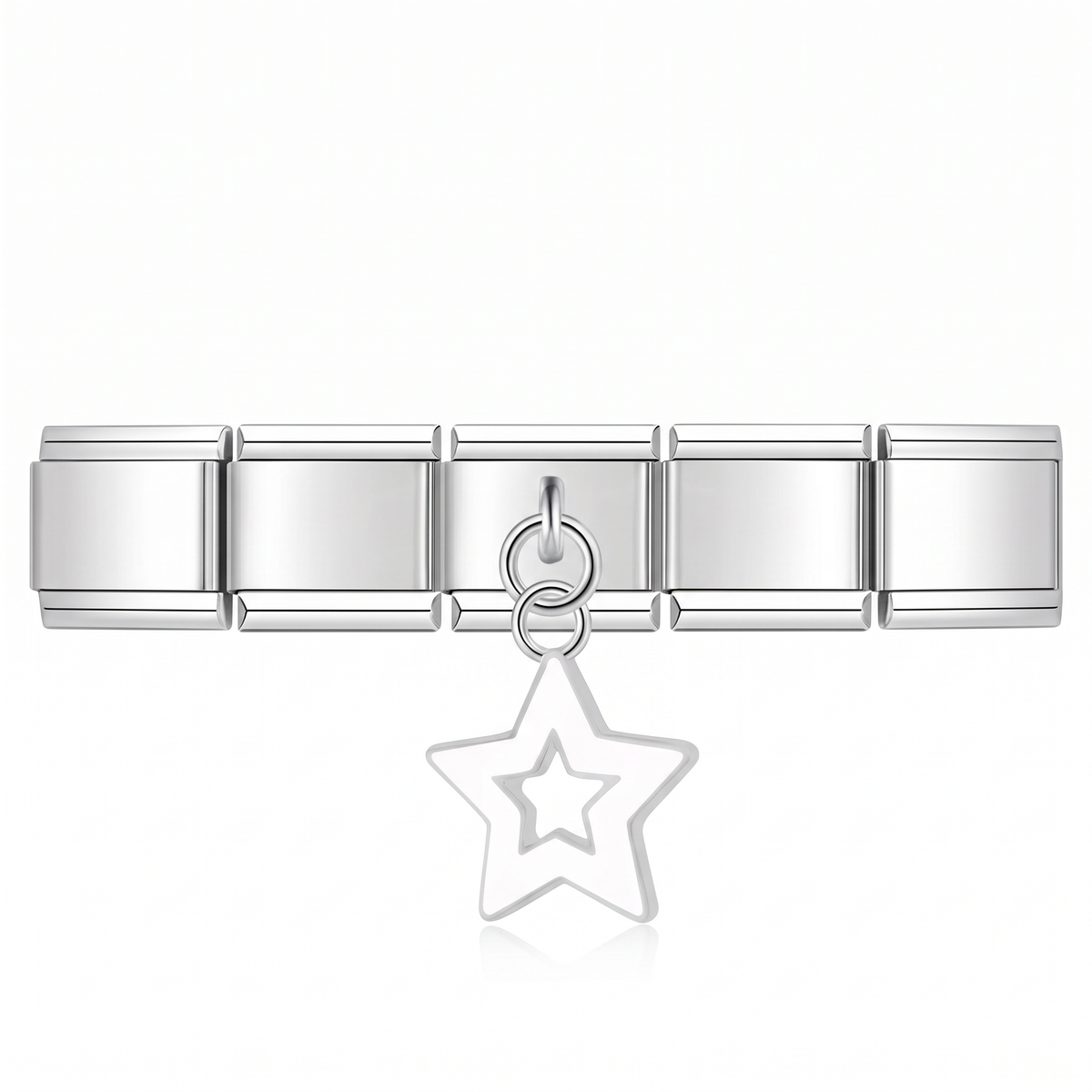 Charm Colgante Estrella plata (Colgante Silueta) en pulsera italiana de eslabones