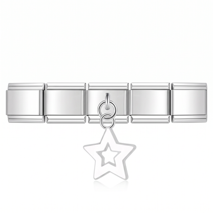 Charm Colgante Estrella plata (Colgante Silueta) en pulsera italiana de eslabones