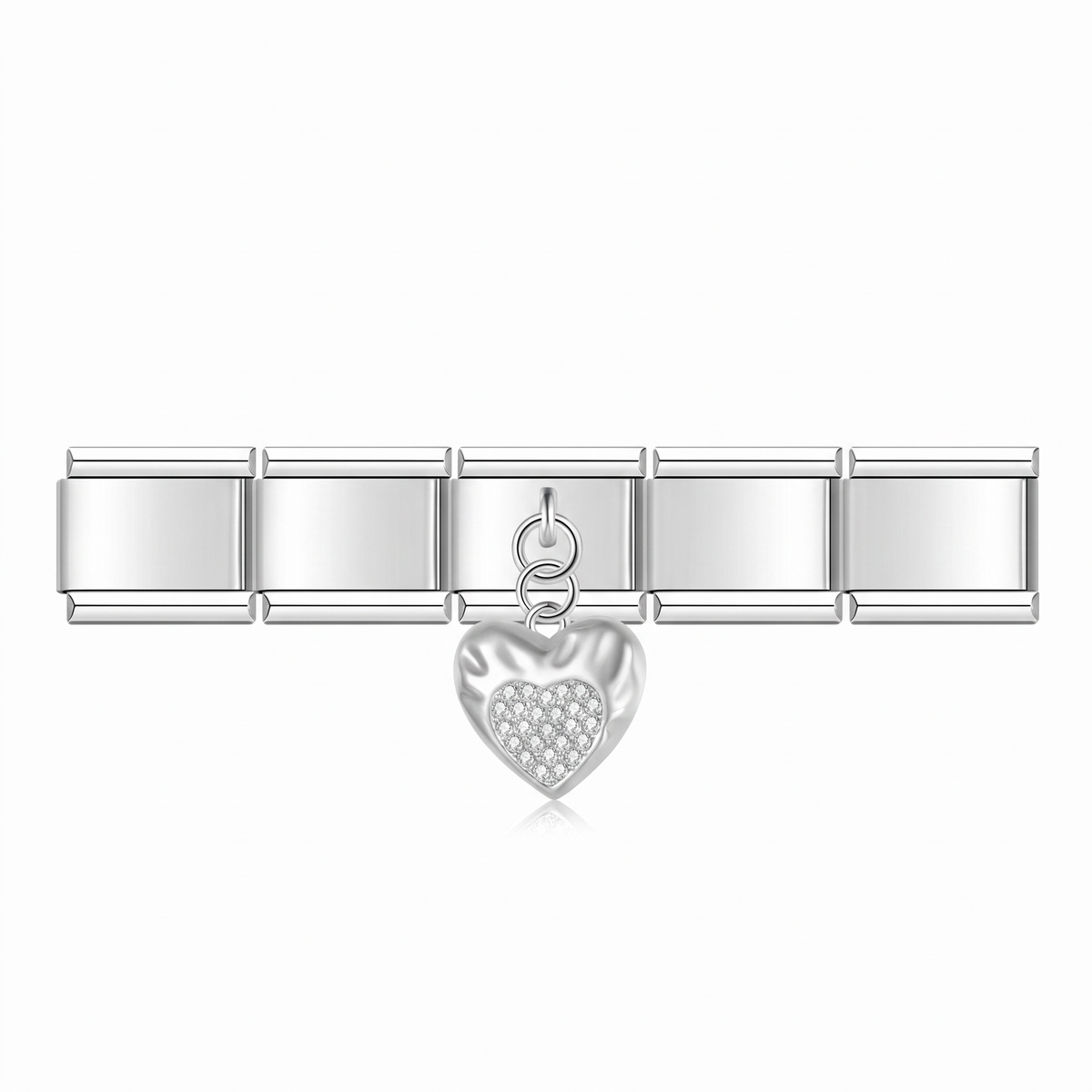 Charm Colgante Corazón (con Brillos) en pulsera italiana de eslabones