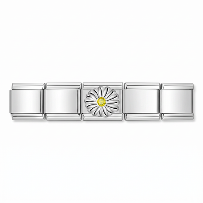 Charm Flor Plata en pulsera italiana de eslabones