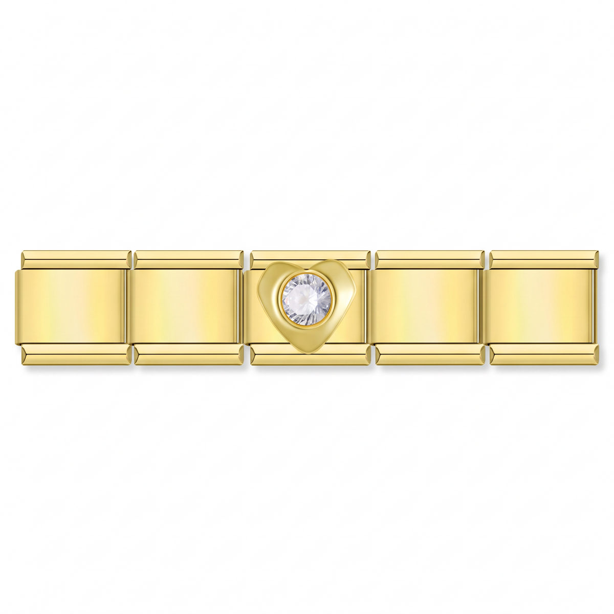 Charm Corazón Dorado con Brillo en pulsera italiana de eslabones