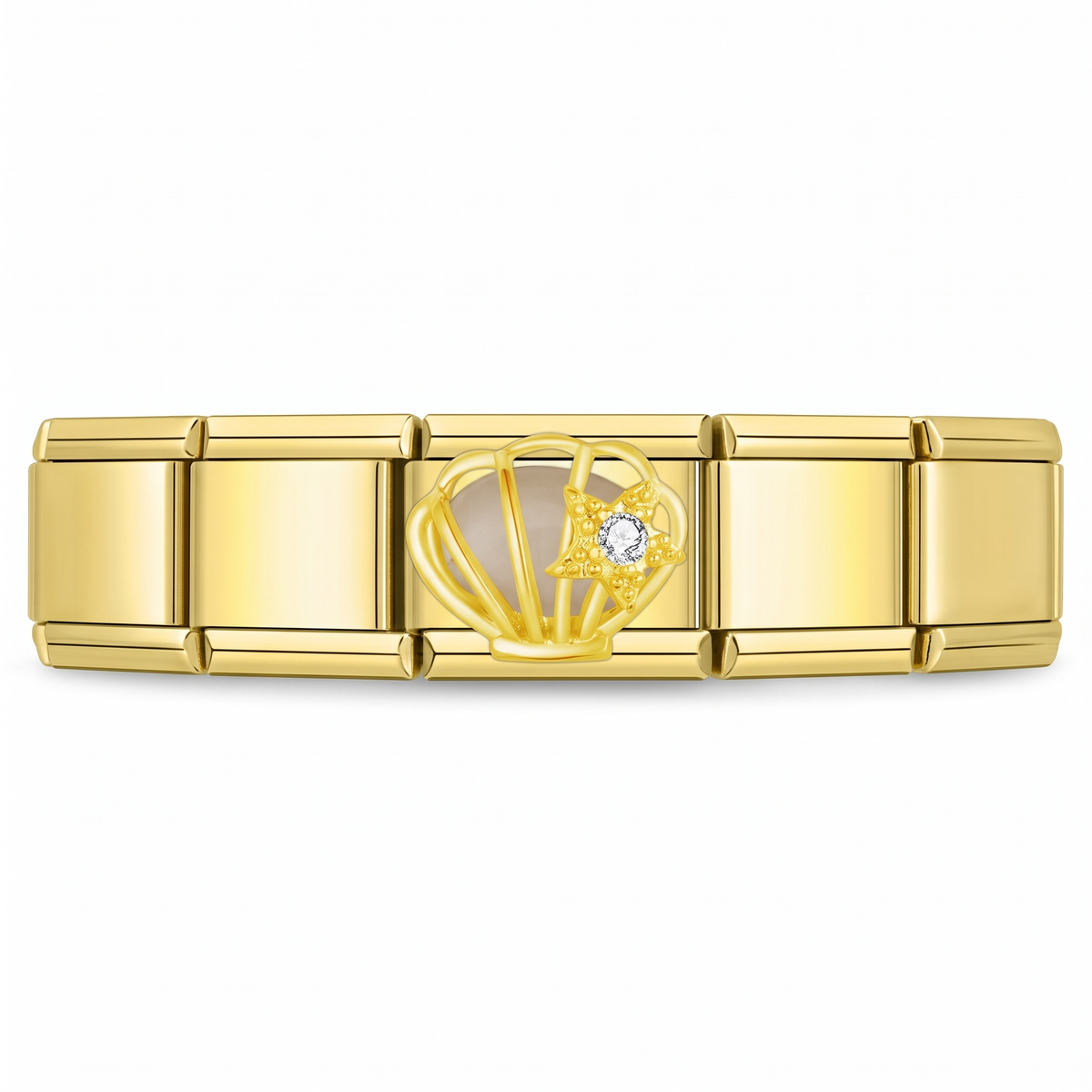 Charm Concha con Estrella (Dorado) en pulsera italiana de eslabones