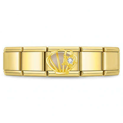 Charm Concha con Estrella (Dorado) en pulsera italiana de eslabones