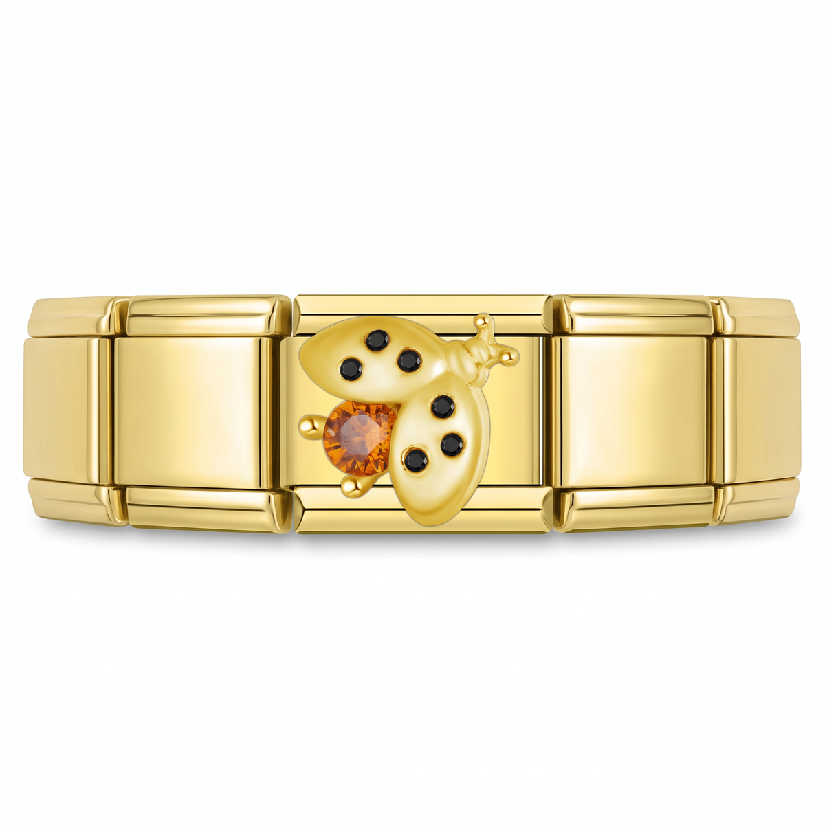Charm Catarina Brillante (Dorado) en pulsera italiana de eslabones