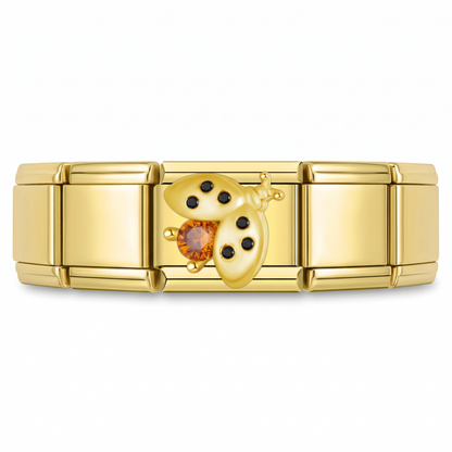 Charm Catarina Brillante (Dorado) en pulsera italiana de eslabones