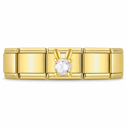 Charm Conejito Brillante (Dorado) en pulsera italiana de eslabones