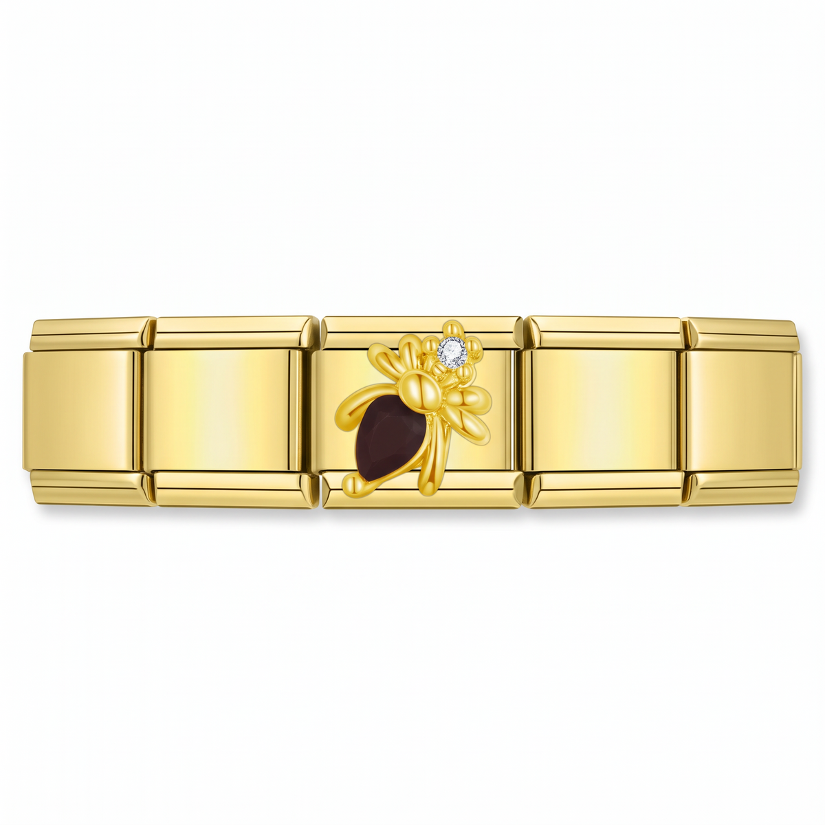 Charm Abeja Ámbar en pulsera italiana de eslabones